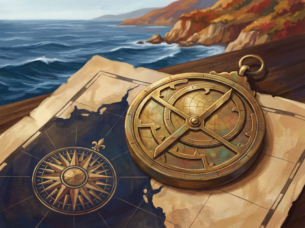 Atlantic crossing cartography & compass