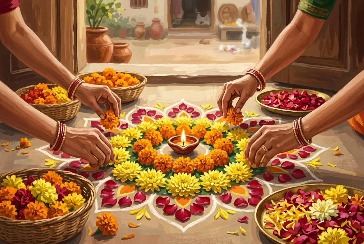 Design a flower rangoli