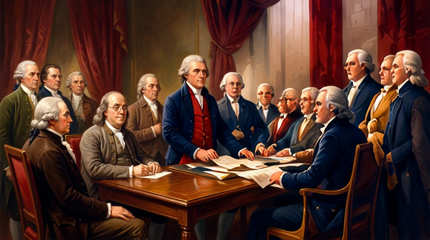 The signing of the Declaration of Independence (Illustration)