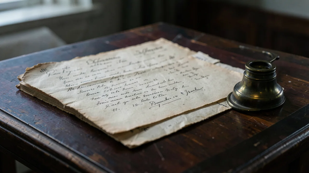 Aged papers and a brass inkwell representing Juneteenth's archival history.